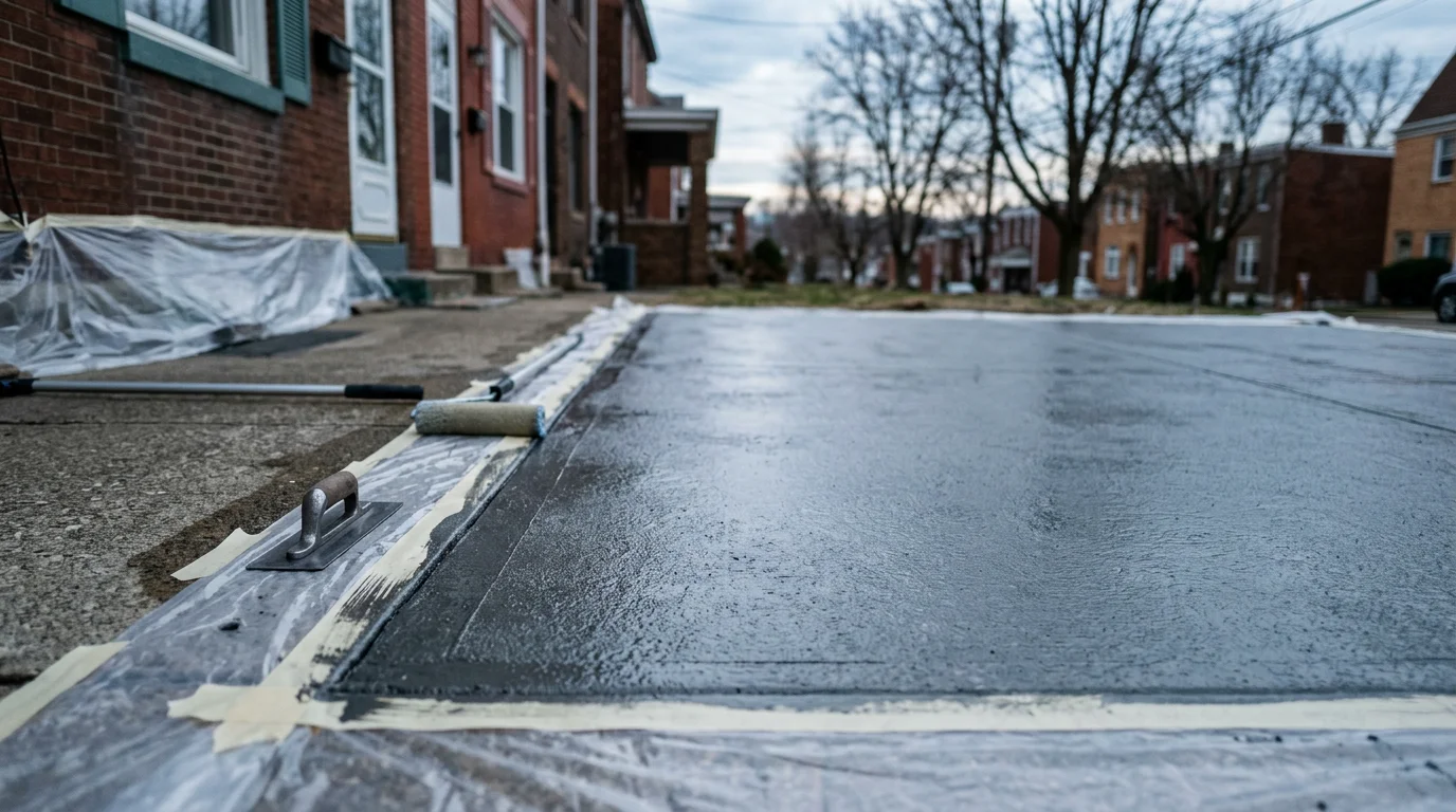 Sealed concrete driveway with protective coating in Youngstown area